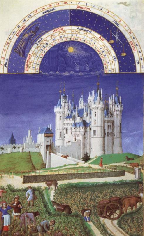 unknow artist Brothers Van Limburg September, page from the Tres riched heures du duc the Berry oil painting image